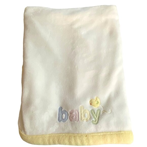Baby Starters Thick Soft Throw Blanket Yellow Trim 29x38 in Spring Duck Chick - Picture 2 of 6